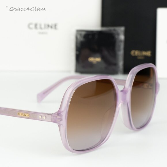 NEW Celine CL40244U 78F Opal Lilac Gradient Brown Women Geometric Sunglasses - Picture 1 of 9